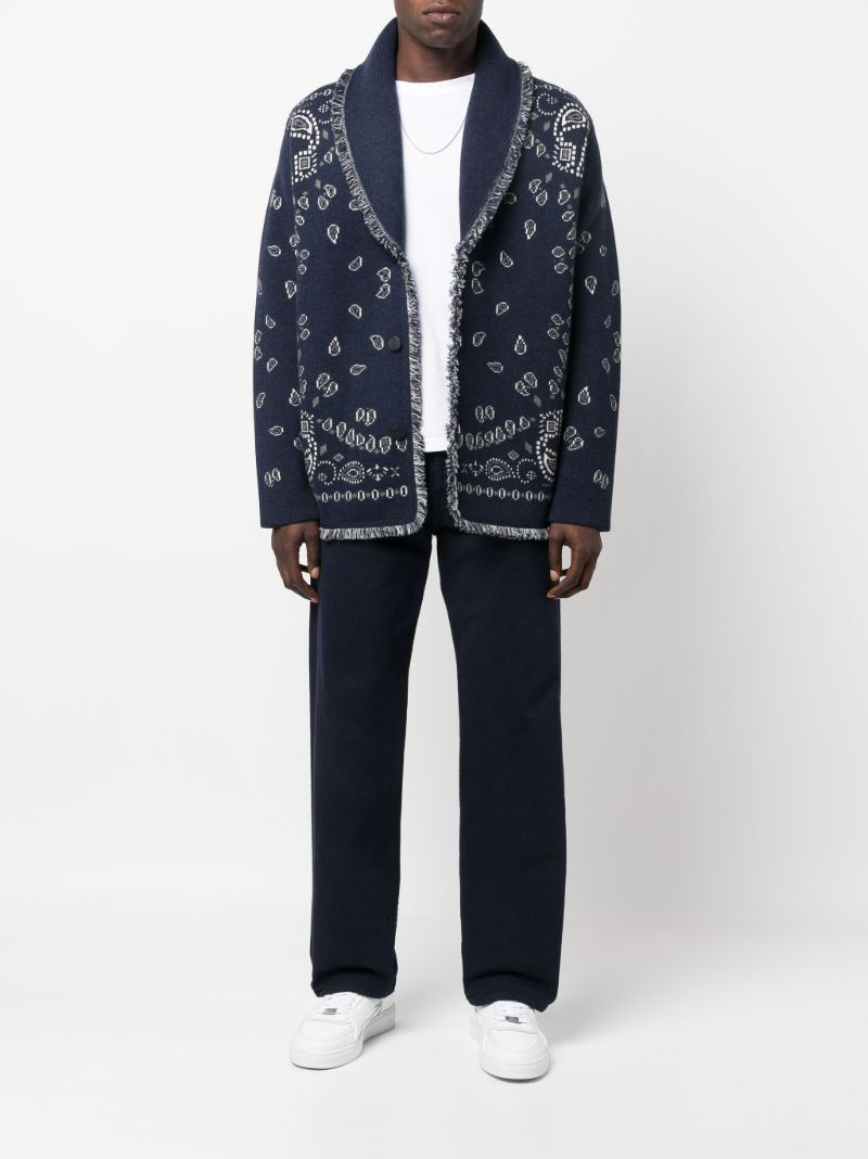Blue Bandana Cashmere Jacquard Cardigan