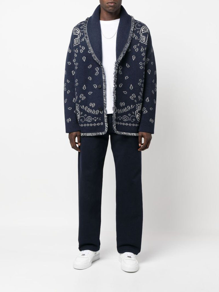 Blue Bandana Cashmere Jacquard Cardigan