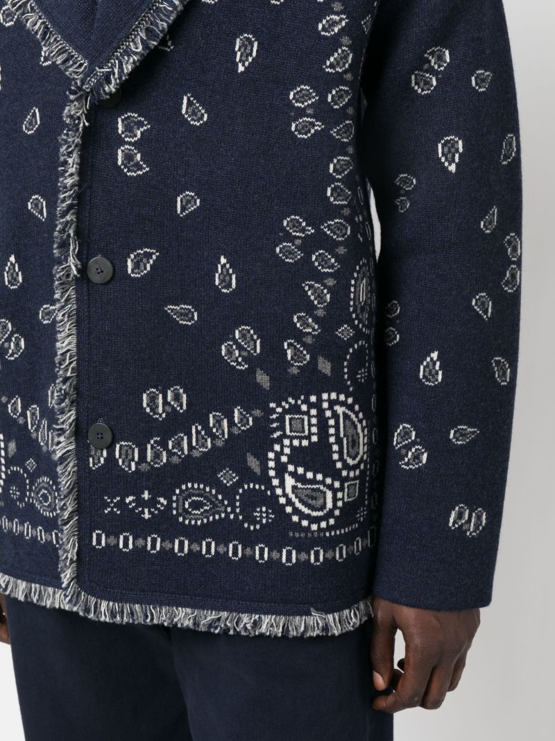 Blue Bandana Cashmere Jacquard Cardigan