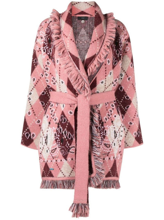 Pink Bandana Argyle Cardigan