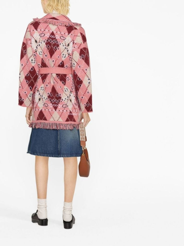 Pink Bandana Argyle Cardigan