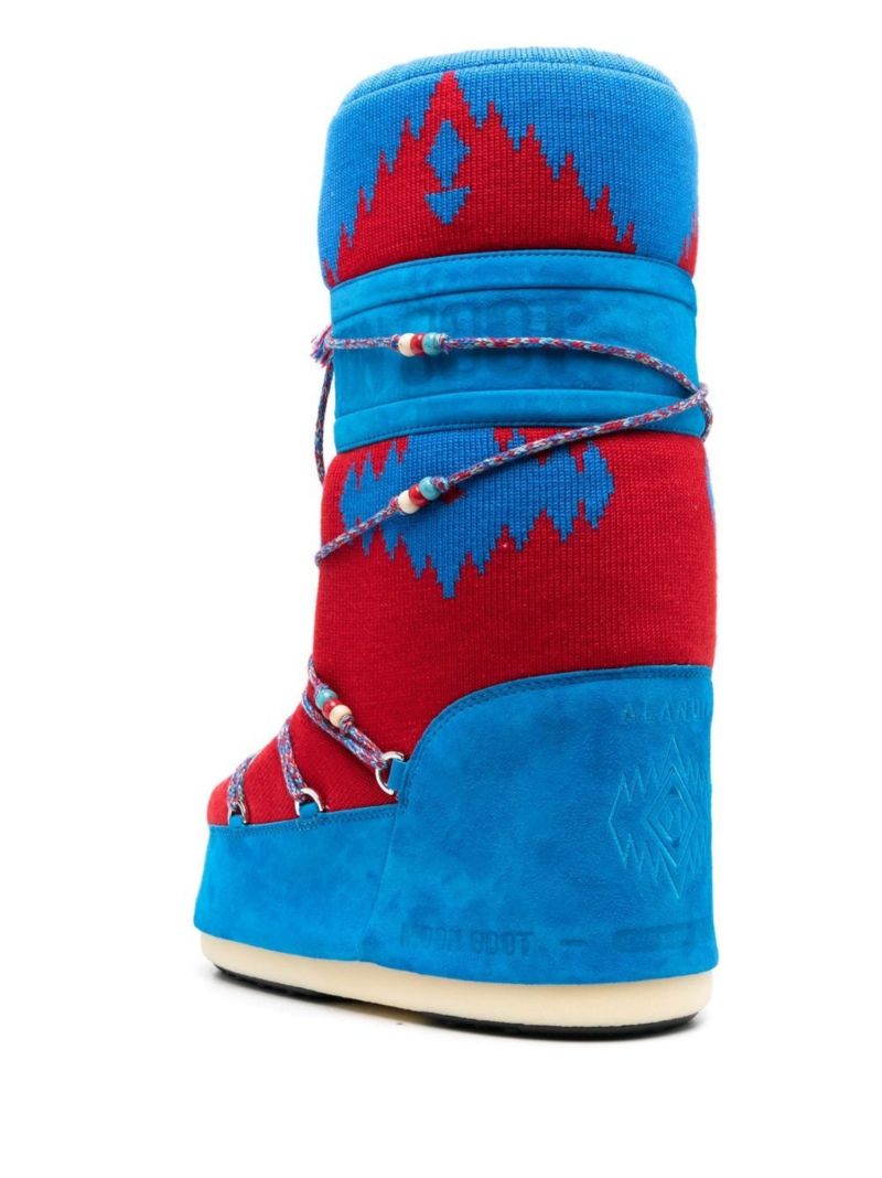 Blue Icon Knit Snow Boots