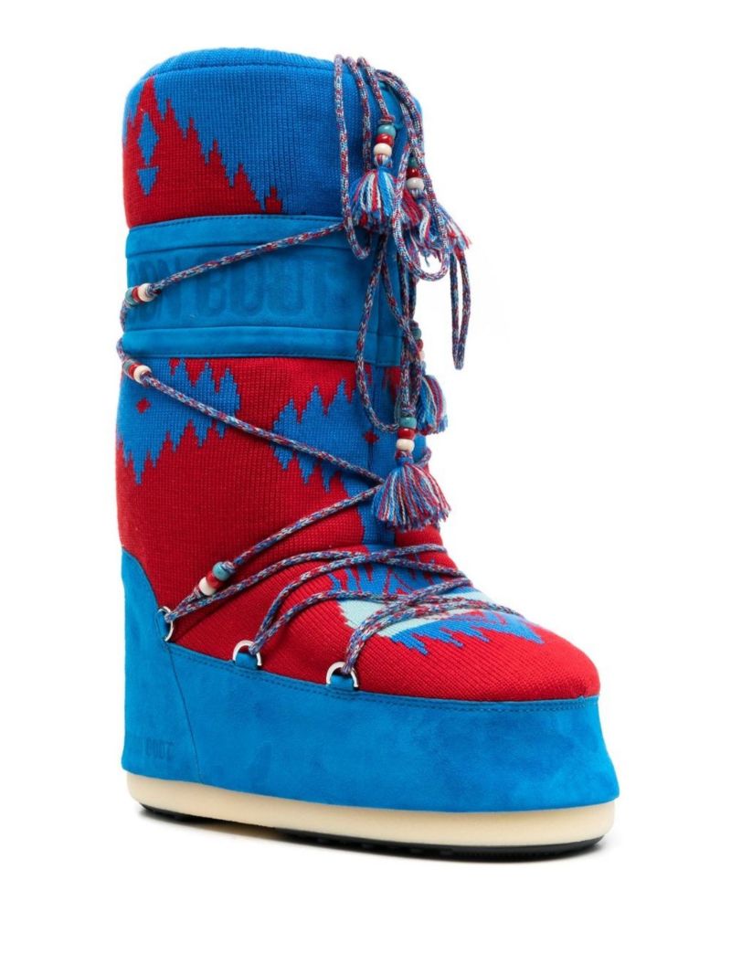 Blue Icon Knit Snow Boots