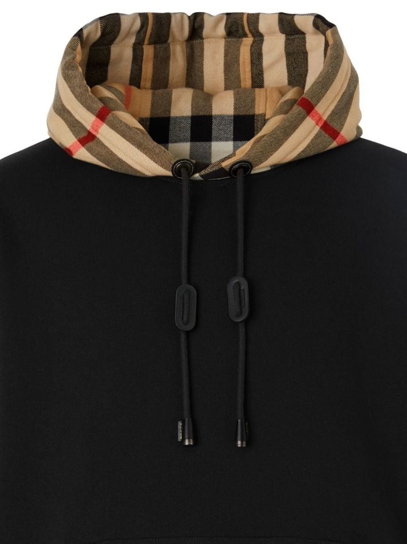 Black Check Hood Cotton Hoodie