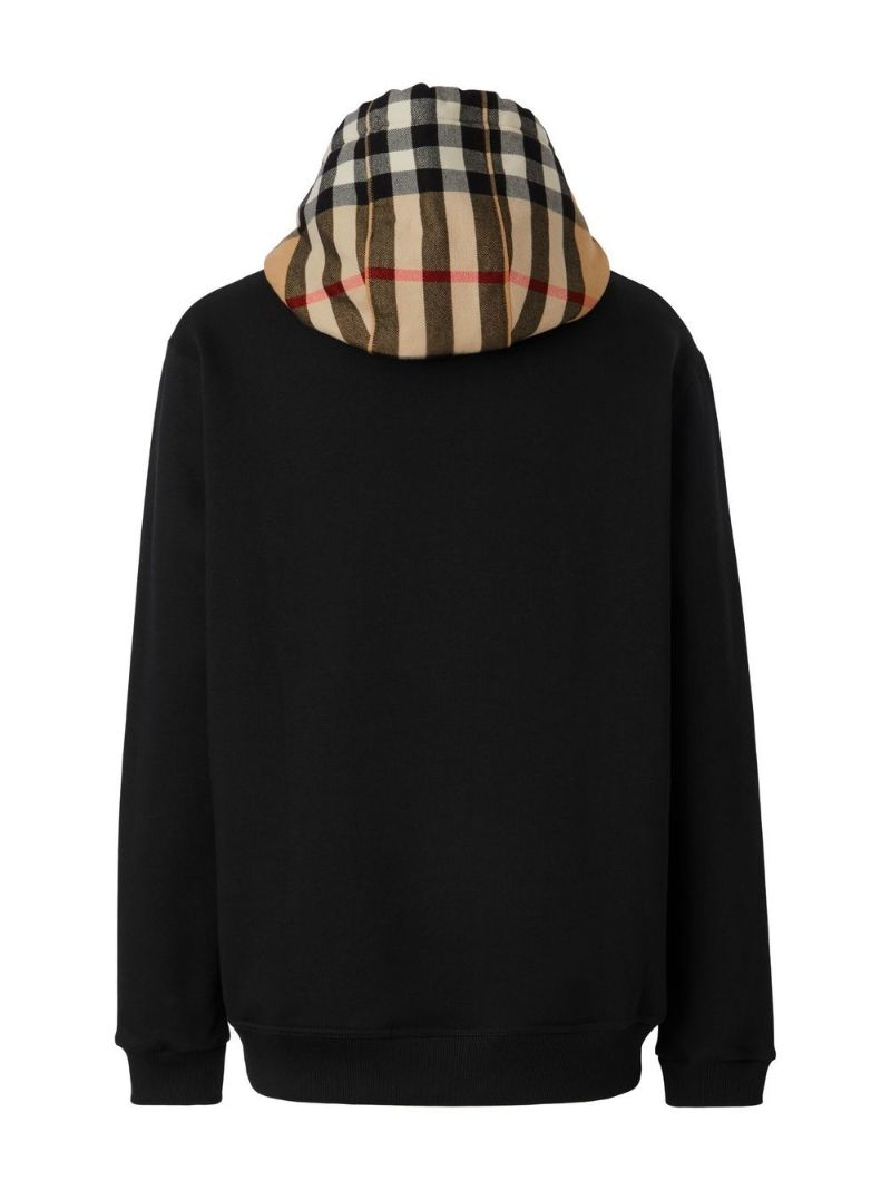 Black Check Hood Cotton Hoodie