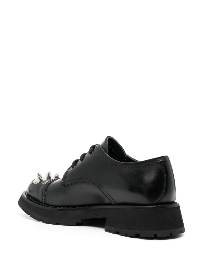 Black Spike Stud Leather Derby Shoes