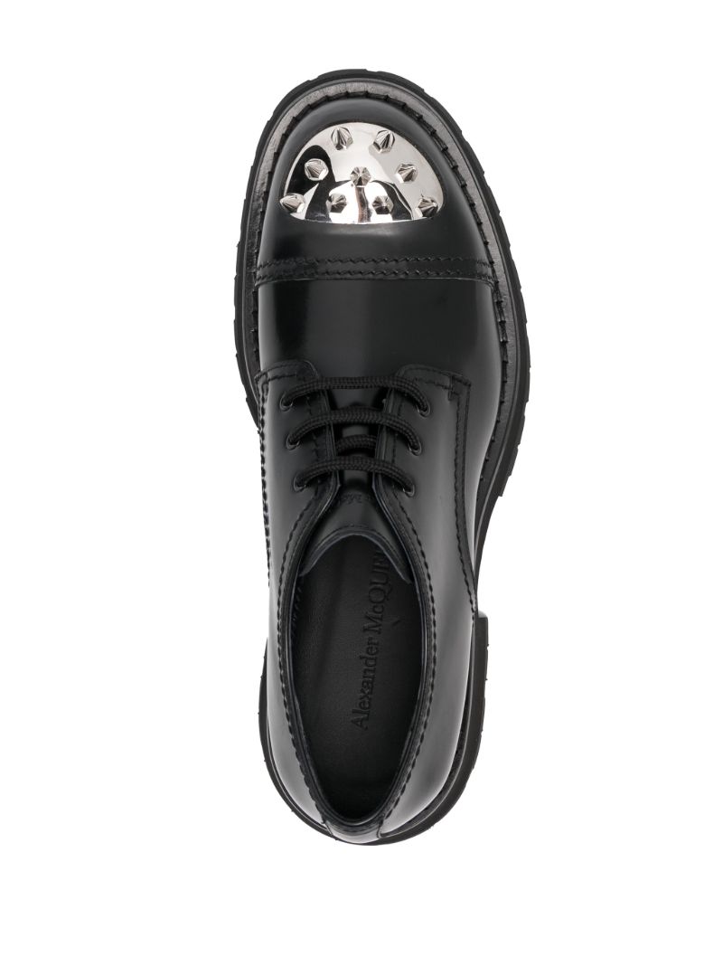 Black Spike Stud Leather Derby Shoes