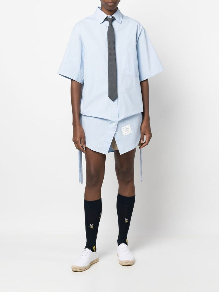 Blue Short Sleeved Cotton Shirtdress