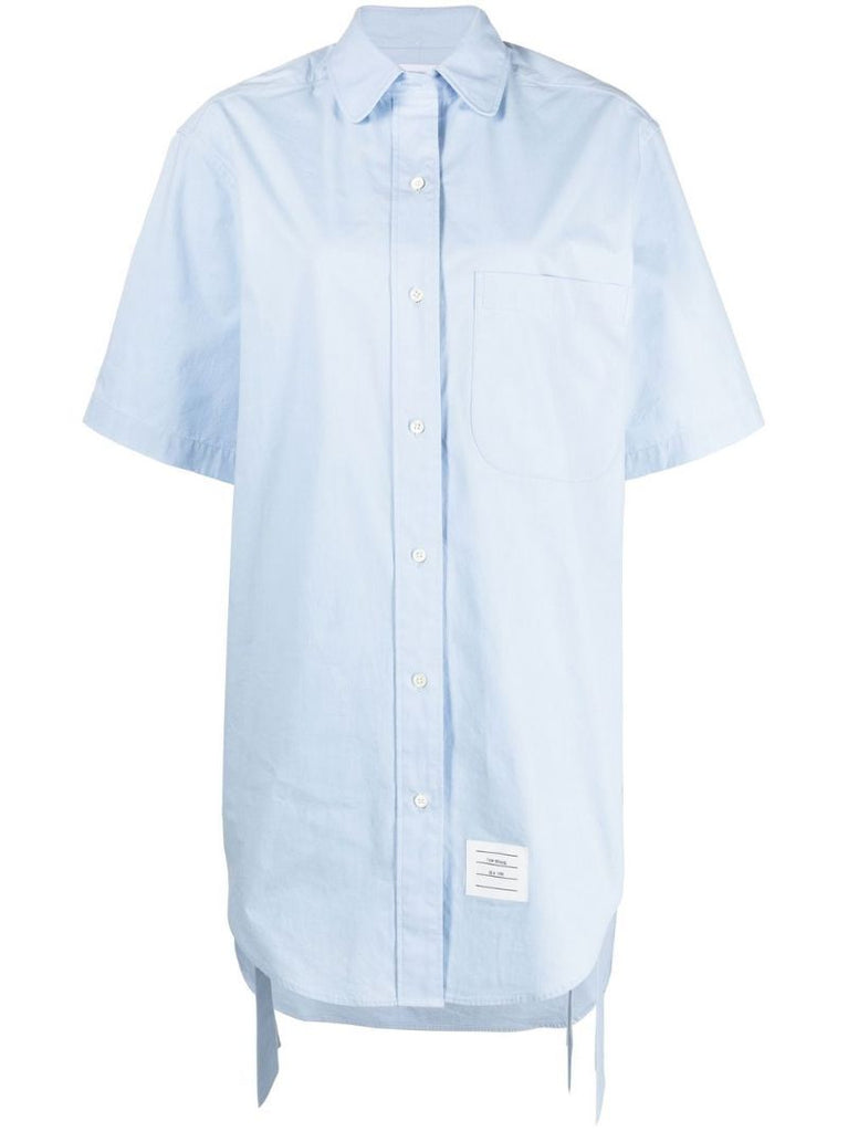 Blue Short Sleeved Cotton Shirtdress