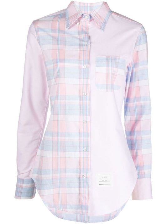 Pink Fun-mix Checked Long Sleeve T-shirt