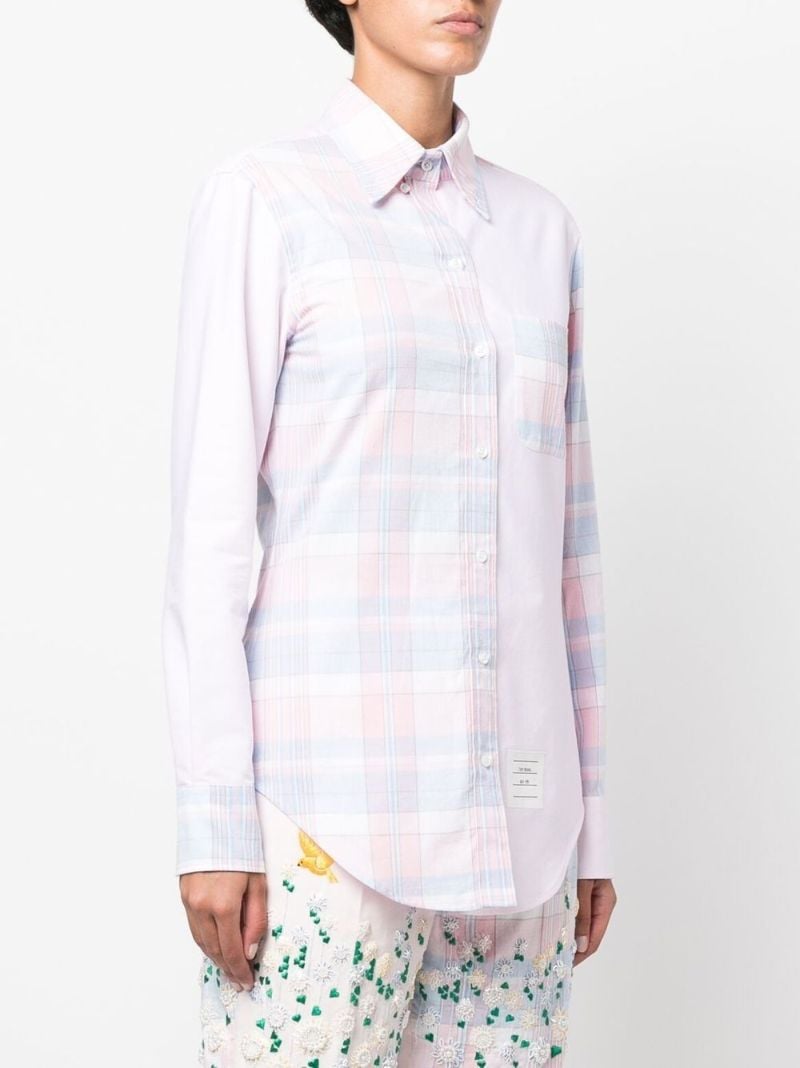 Pink Fun-mix Checked Long Sleeve T-shirt