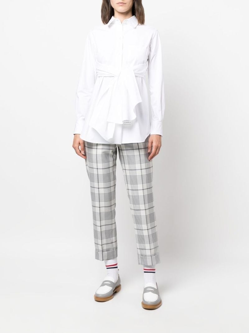 White Belted Cotton Shirt