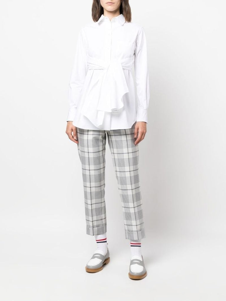 White Belted Cotton Shirt