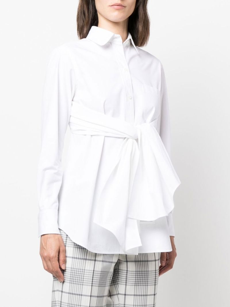 White Belted Cotton Shirt