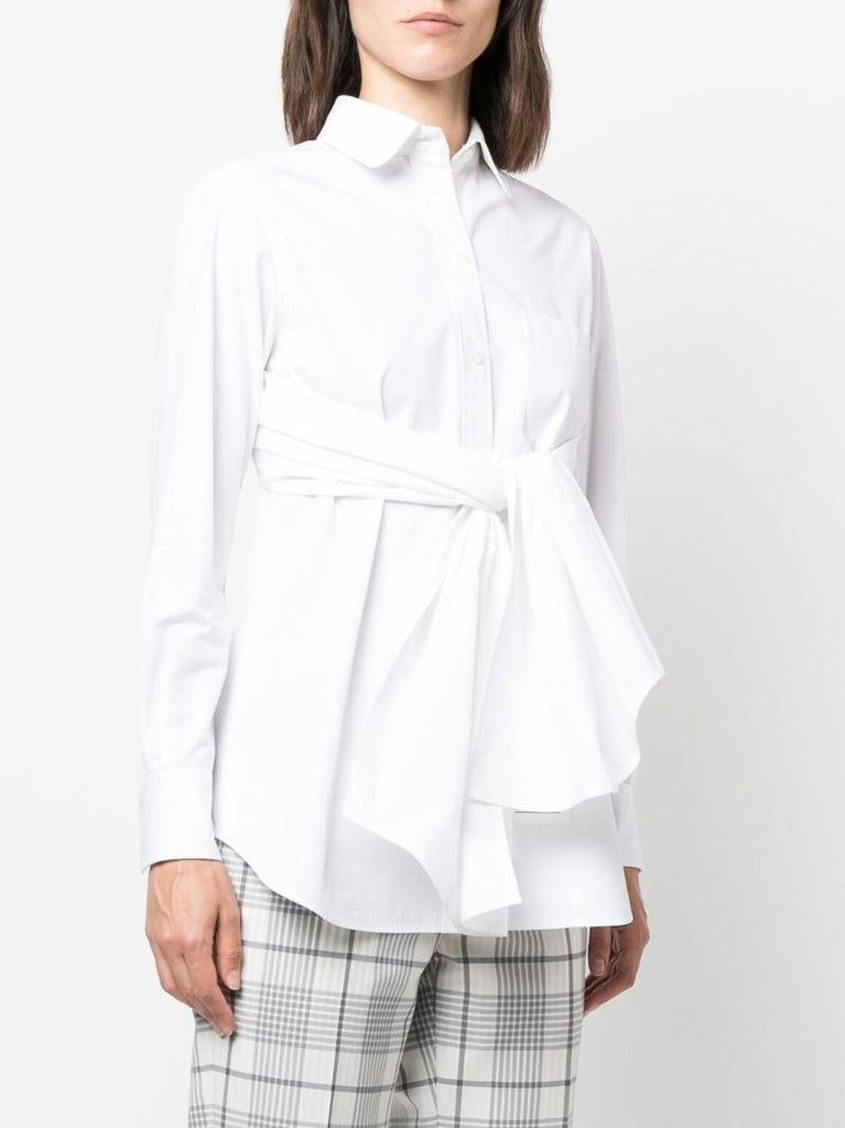 White Belted Cotton Shirt