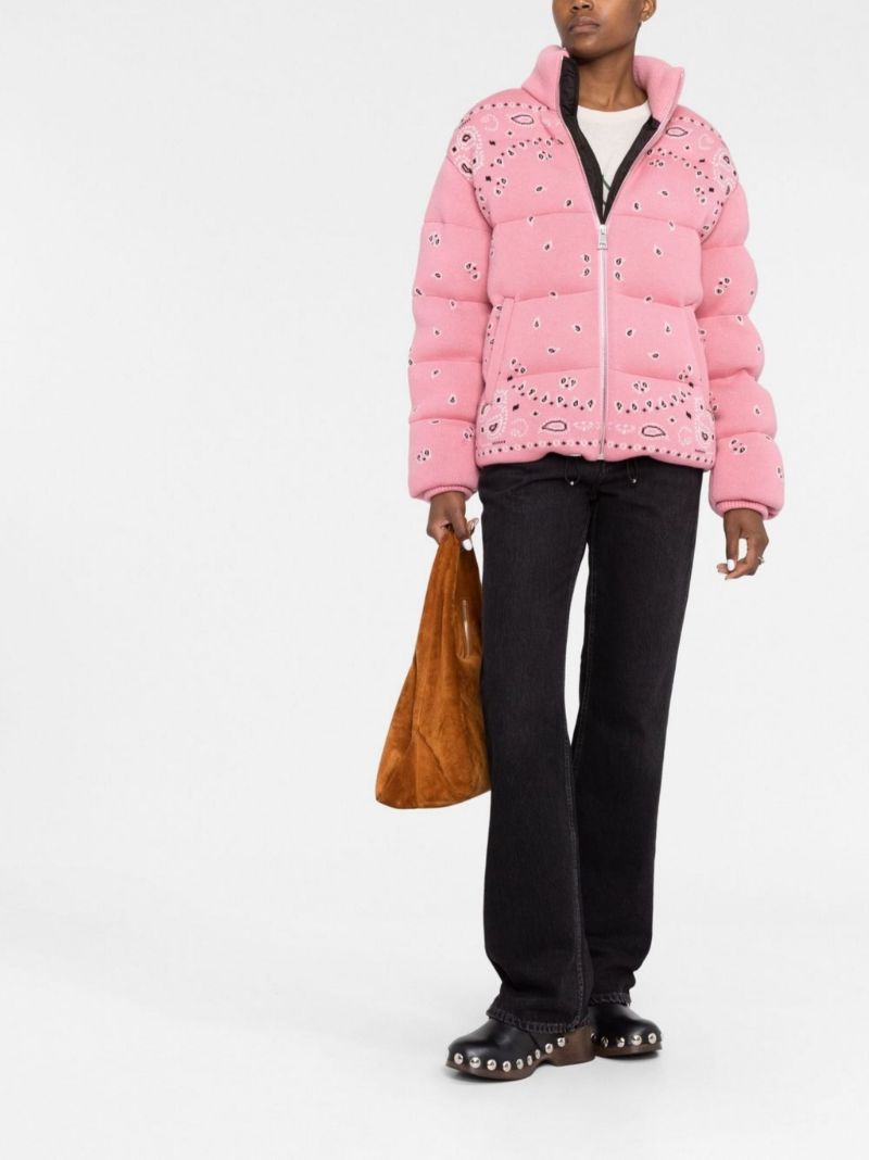 Pink Bandana Jacquard Wool Puffer Jacket