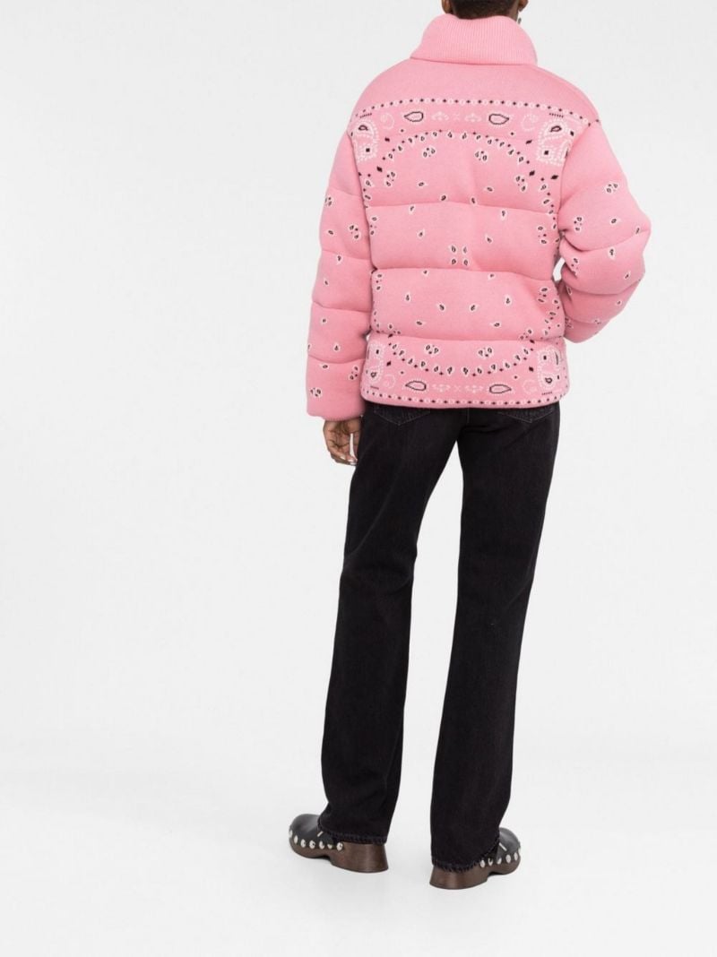 Pink Bandana Jacquard Wool Puffer Jacket