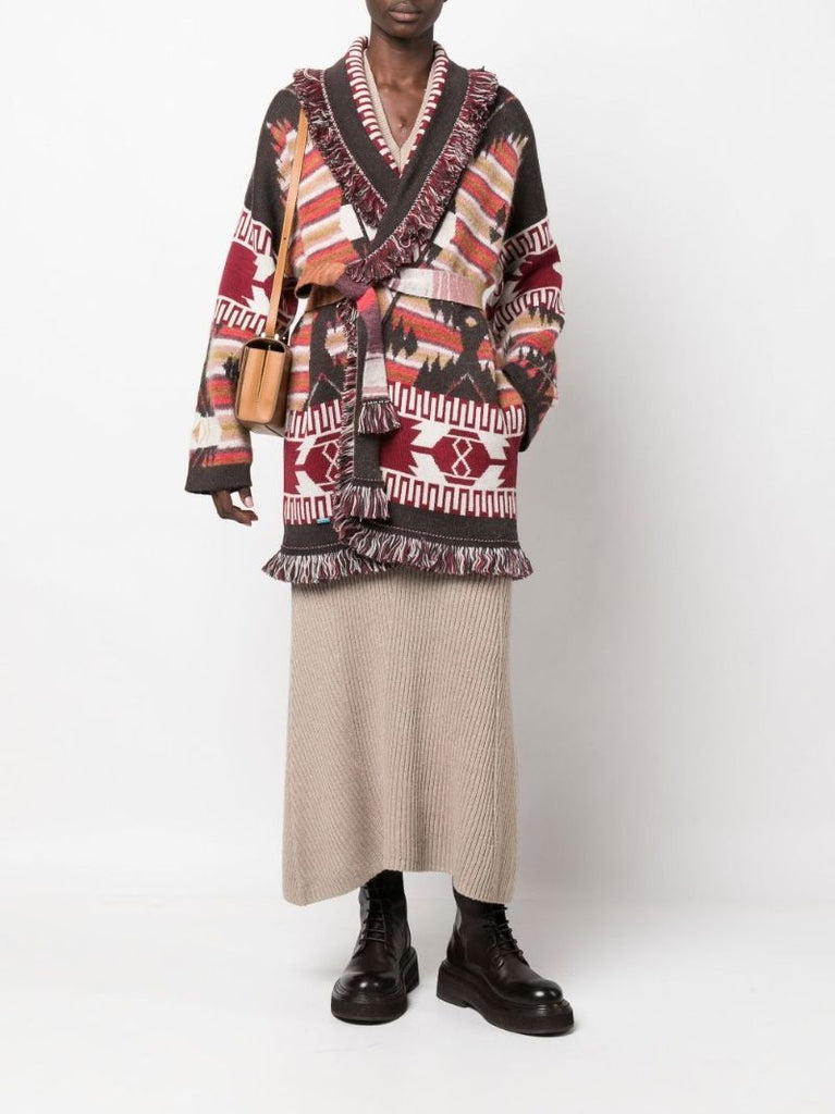 Brown Icon Wool Wrap Cardigan