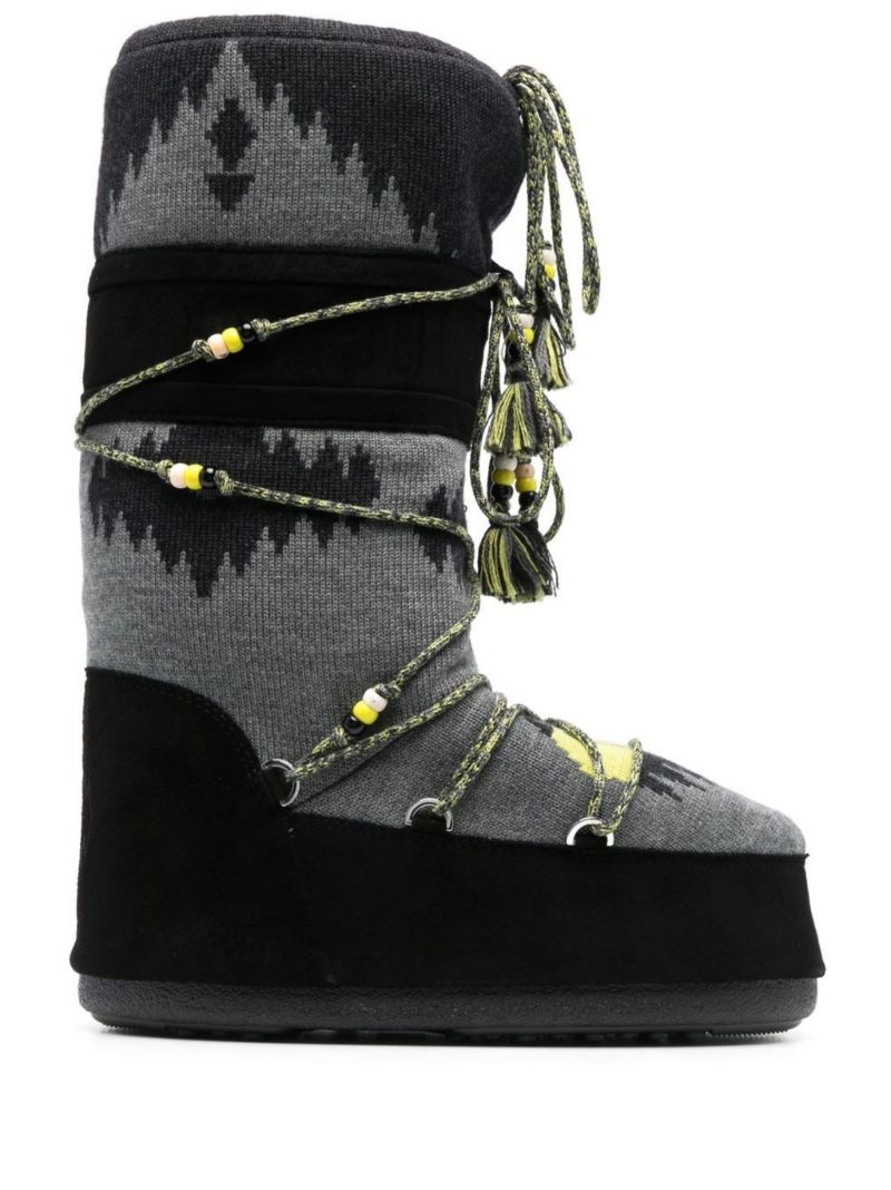 Black Icon Knit Snow Boots