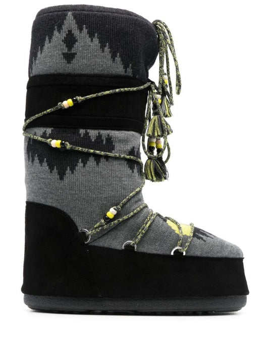 Black Icon Knit Snow Boots