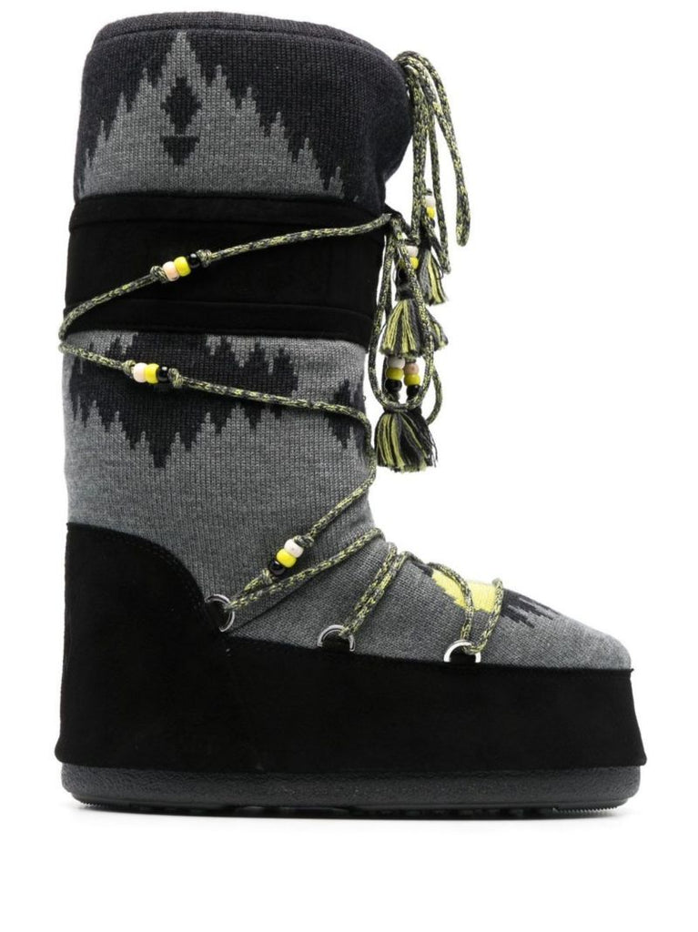 Black Icon Knit Snow Boots