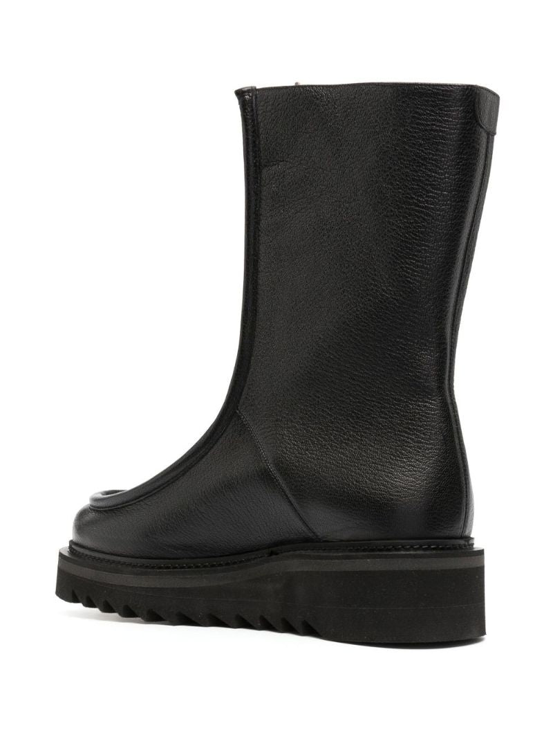 Black Biscotto Mid-calf Leather Boots