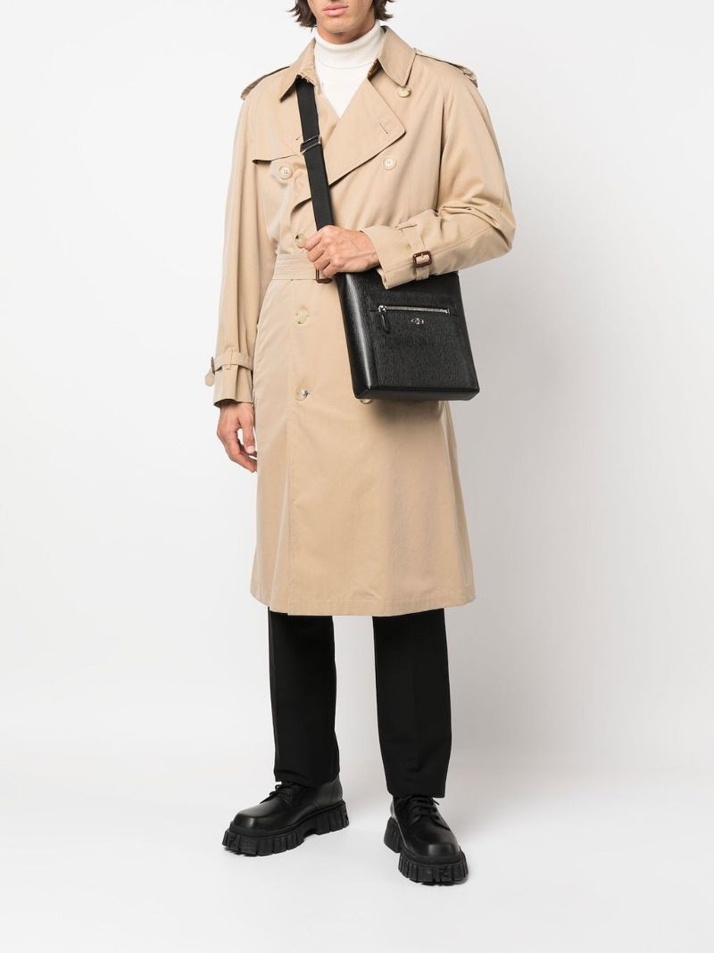 Black Gancini Leather Messenger Bag