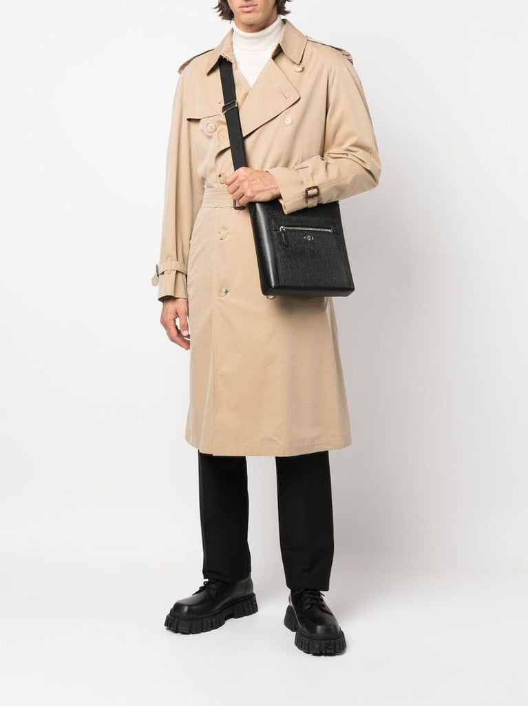 Black Gancini Leather Messenger Bag