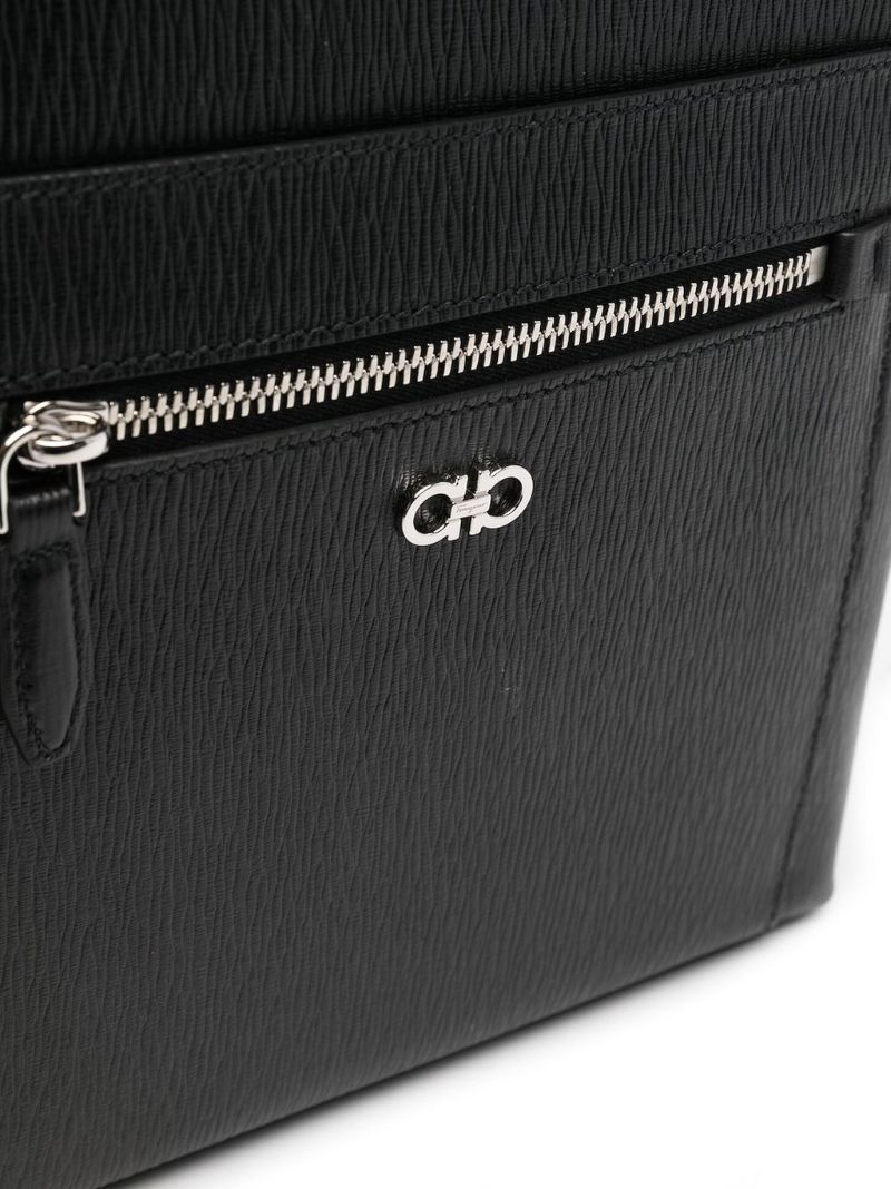 Black Gancini Leather Messenger Bag