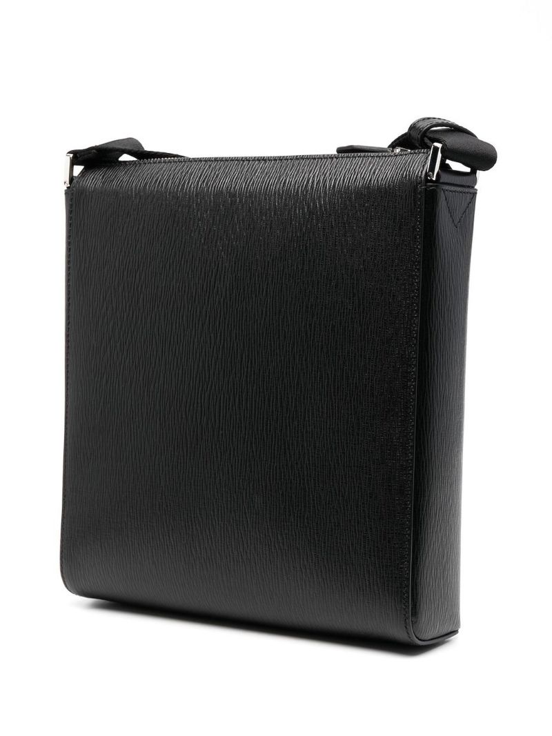 Black Gancini Leather Messenger Bag
