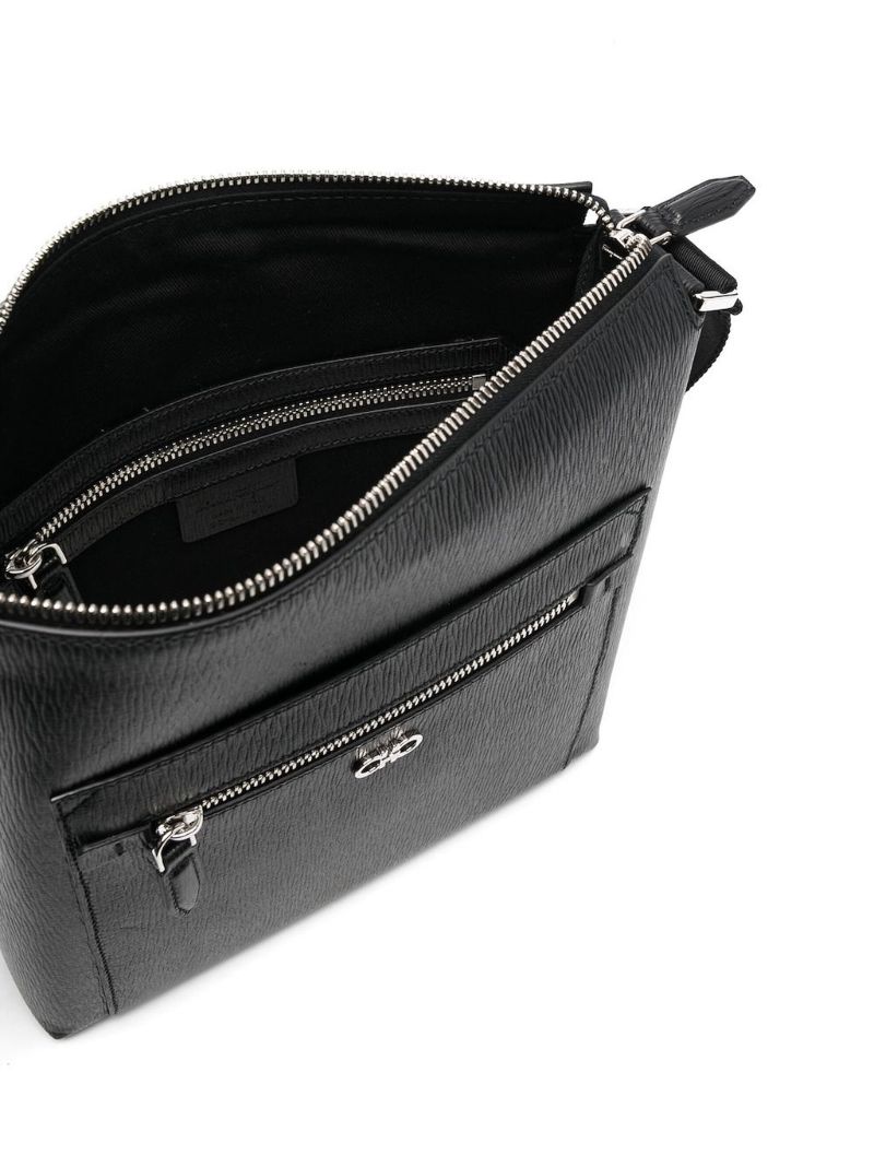 Black Gancini Leather Messenger Bag