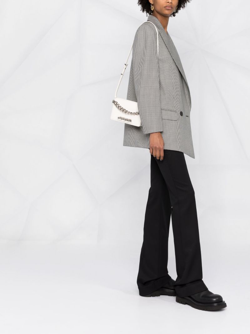 White the Four Ring Mini Leather Shoulder Bag