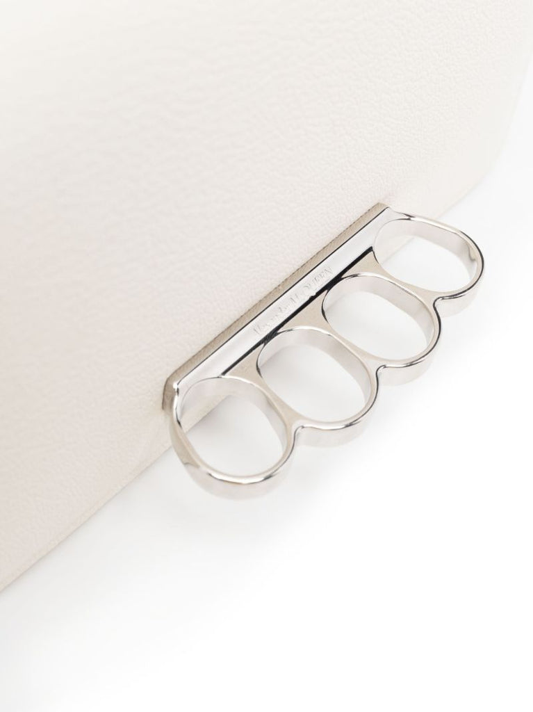 White the Four Ring Mini Leather Shoulder Bag