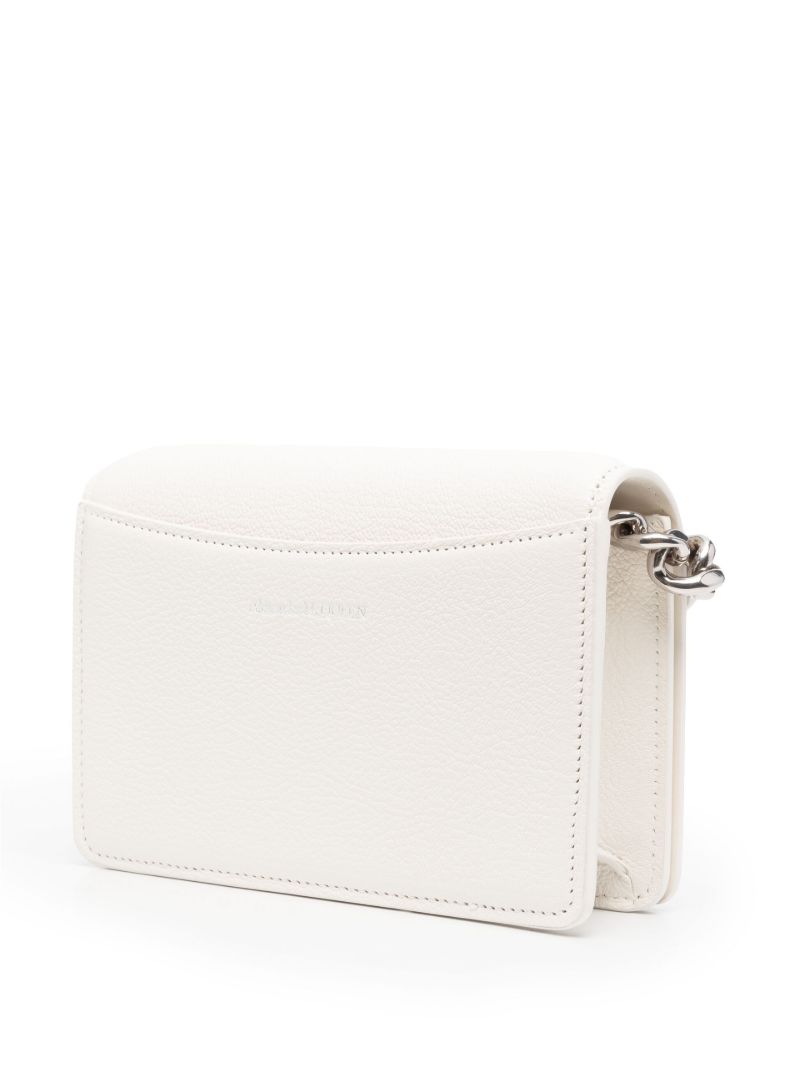 White the Four Ring Mini Leather Shoulder Bag