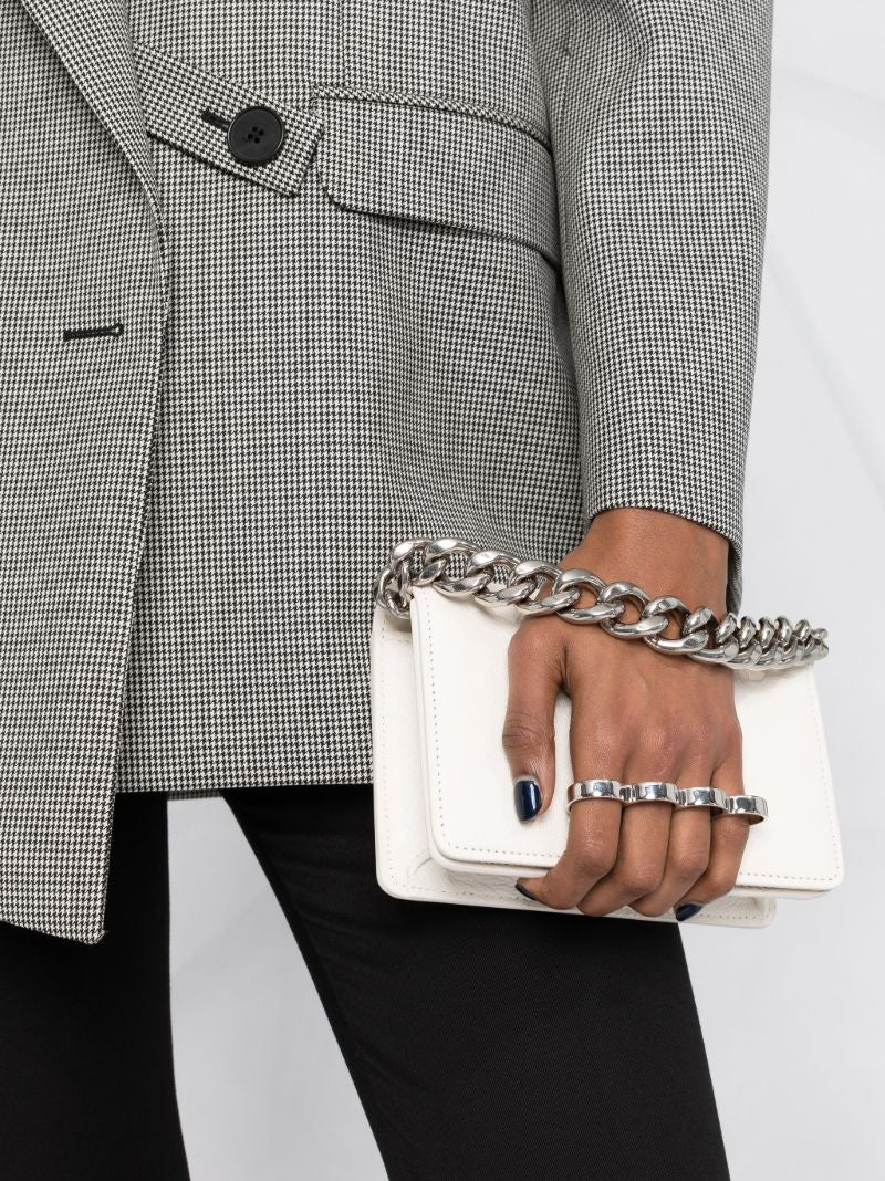 White the Four Ring Mini Leather Shoulder Bag