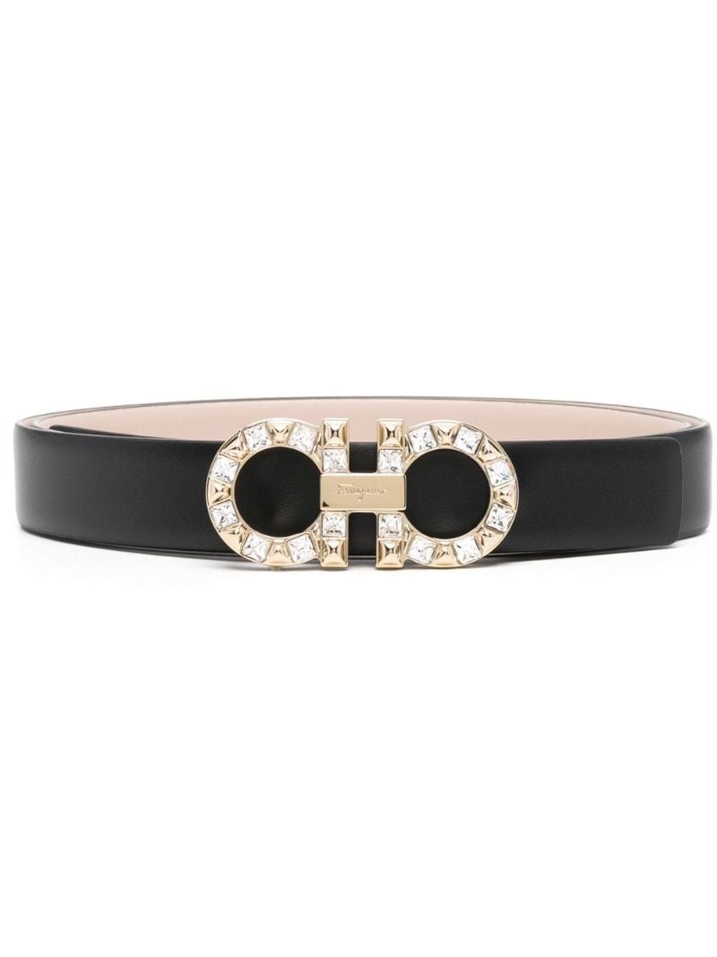 Black Gancini Leather Belt