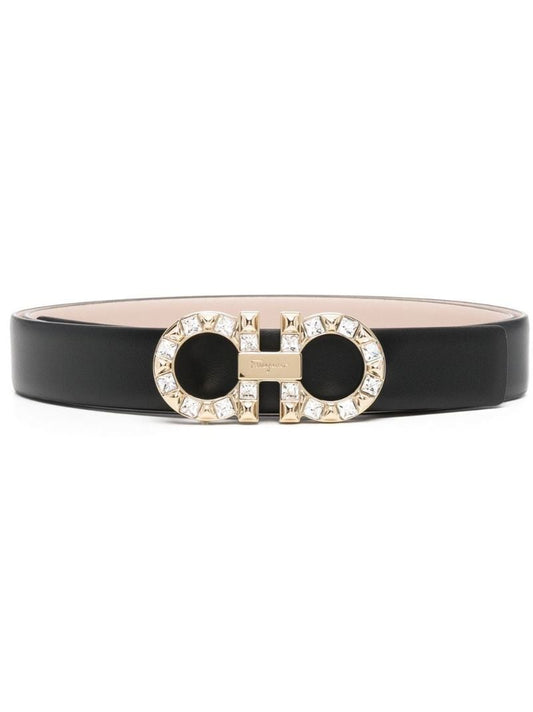 Black Gancini Leather Belt