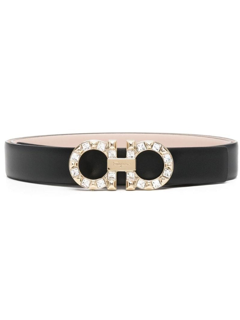 Black Gancini Leather Belt