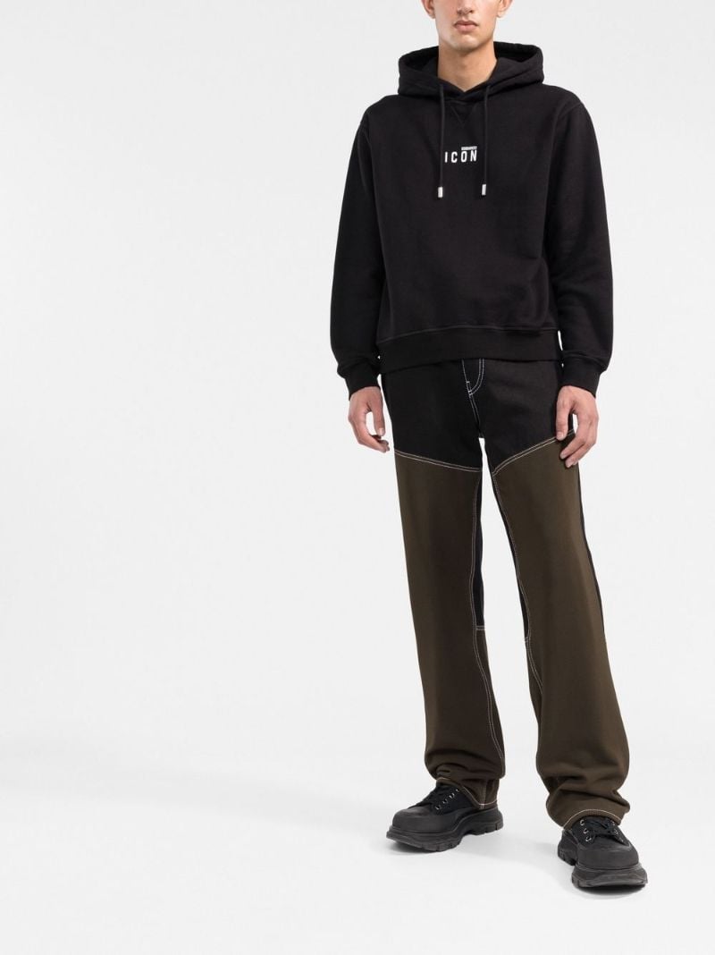 Black Icon Print Hoodie