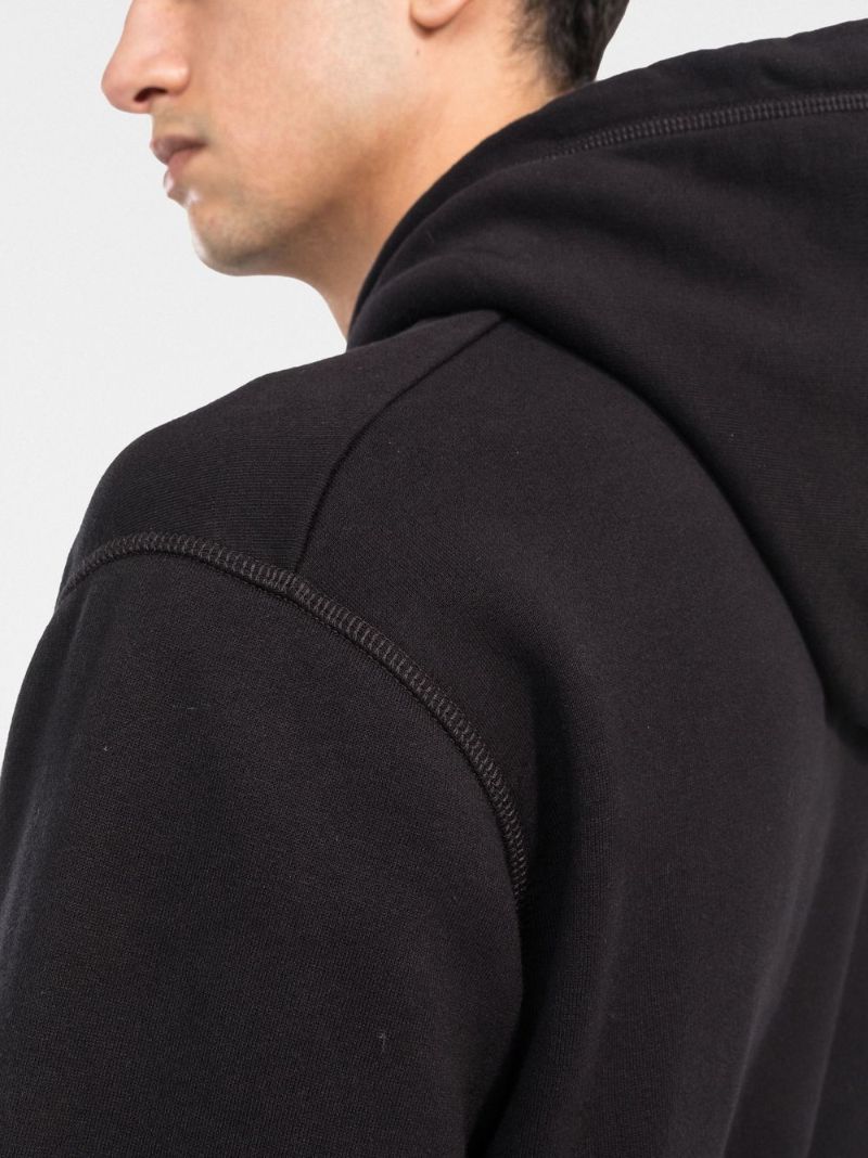 Black Icon Print Hoodie