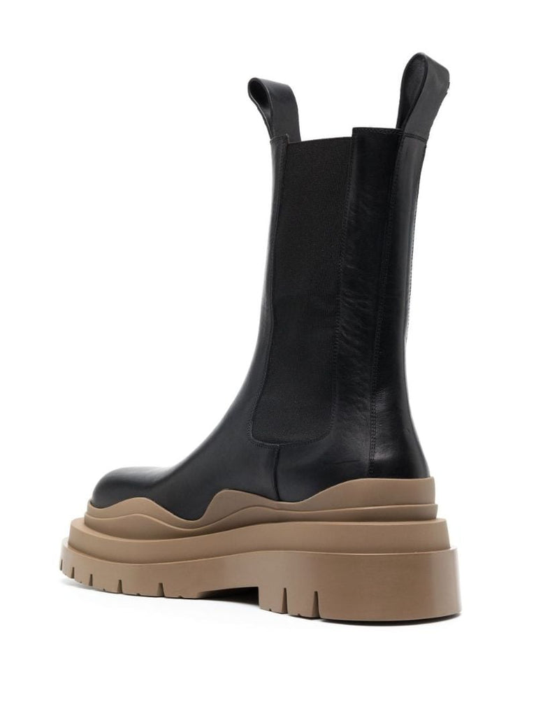 Black Tire Leather Chelsea Boots