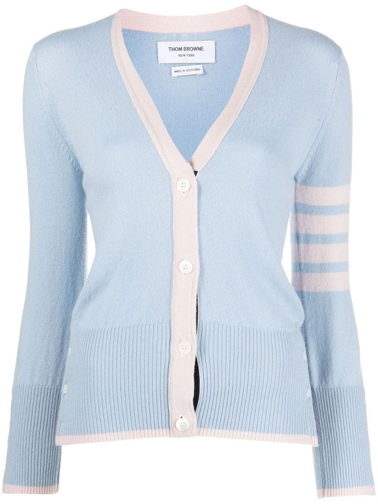Blue 4-bar Cashmere Cardigan