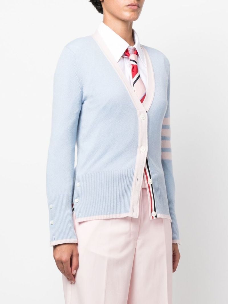Blue 4-bar Cashmere Cardigan