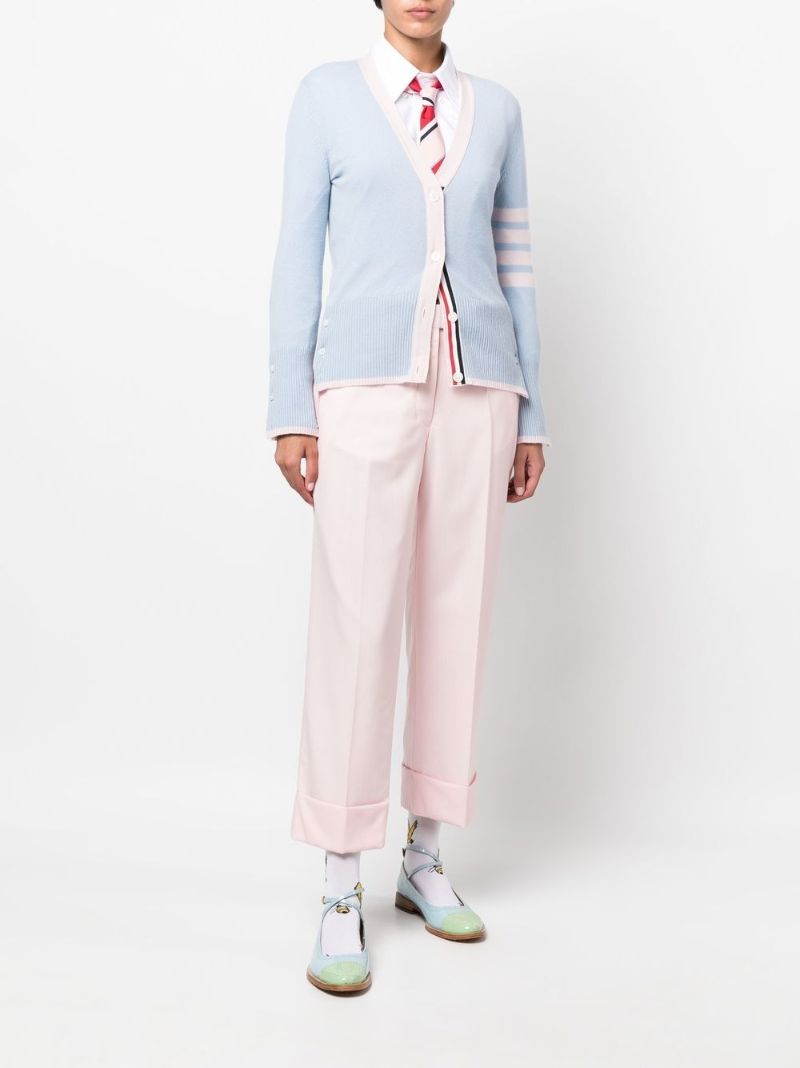 Blue 4-bar Cashmere Cardigan
