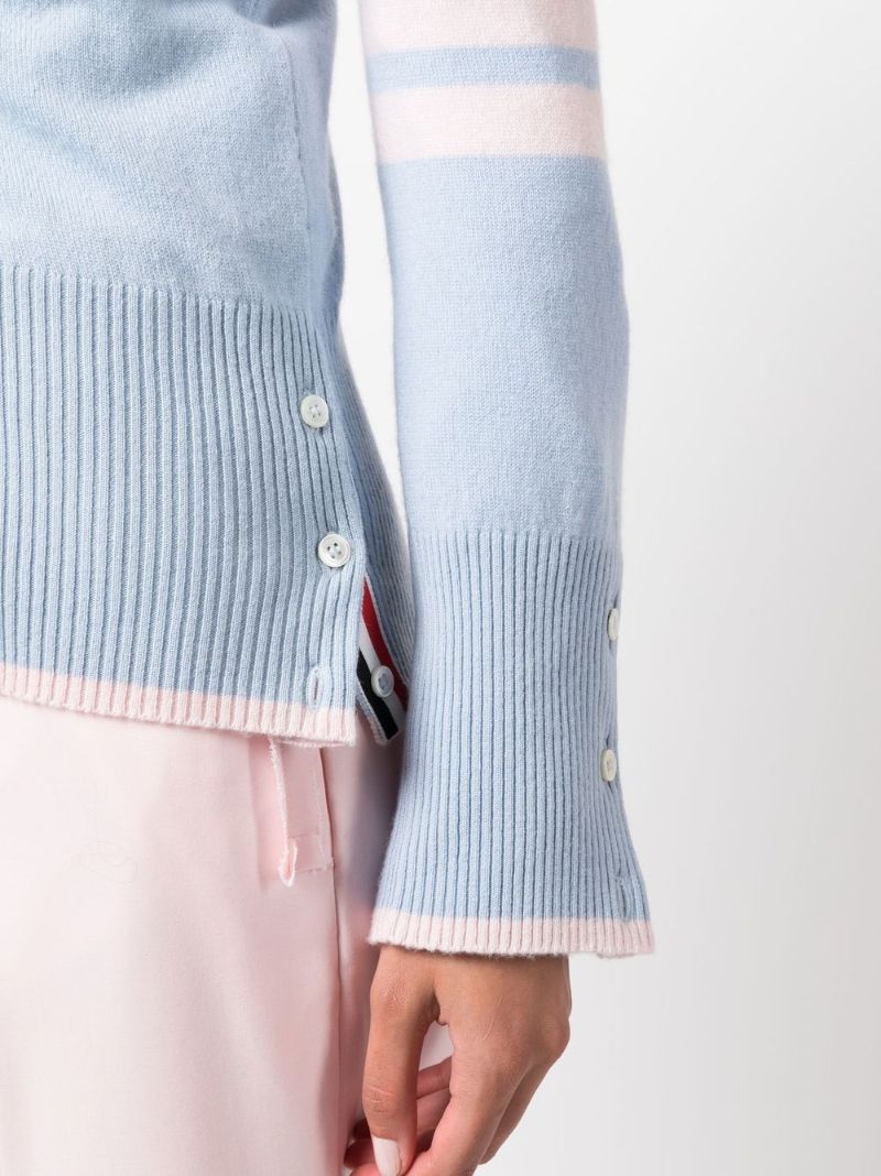 Blue 4-bar Cashmere Cardigan