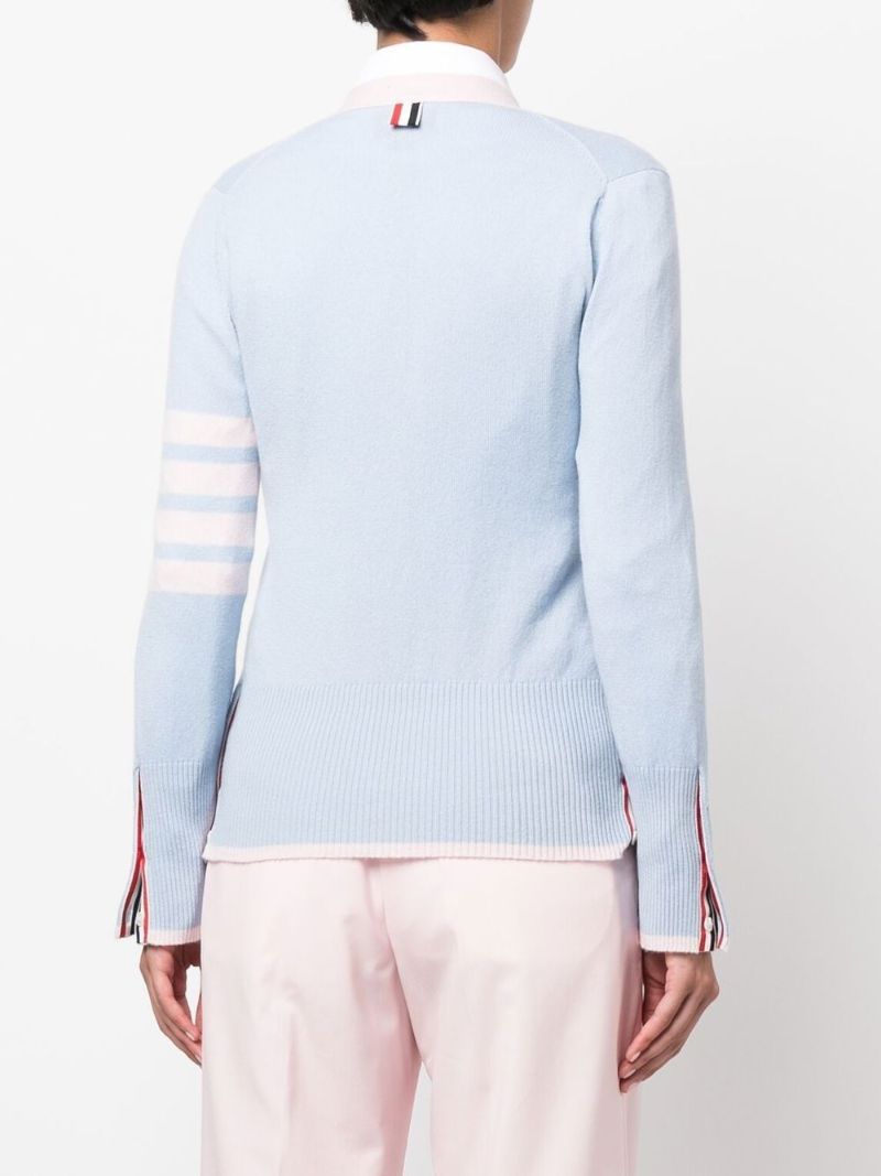 Blue 4-bar Cashmere Cardigan