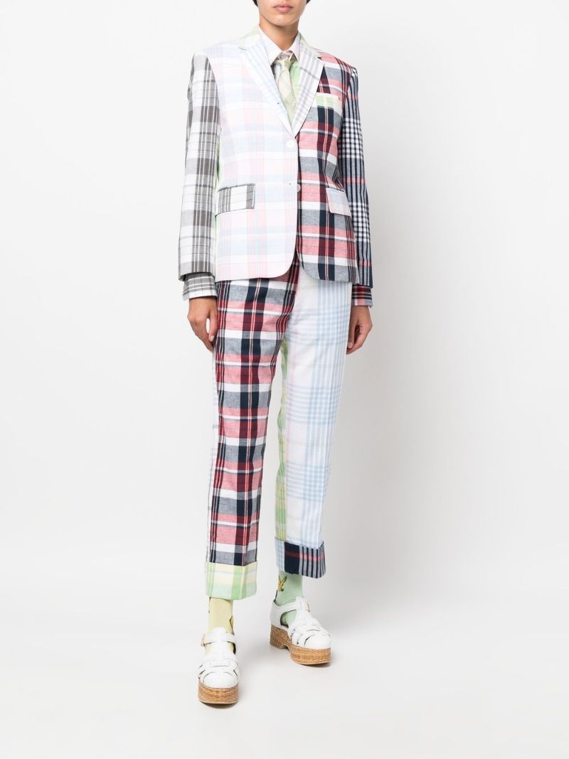 White Plaid Cotton Blazer