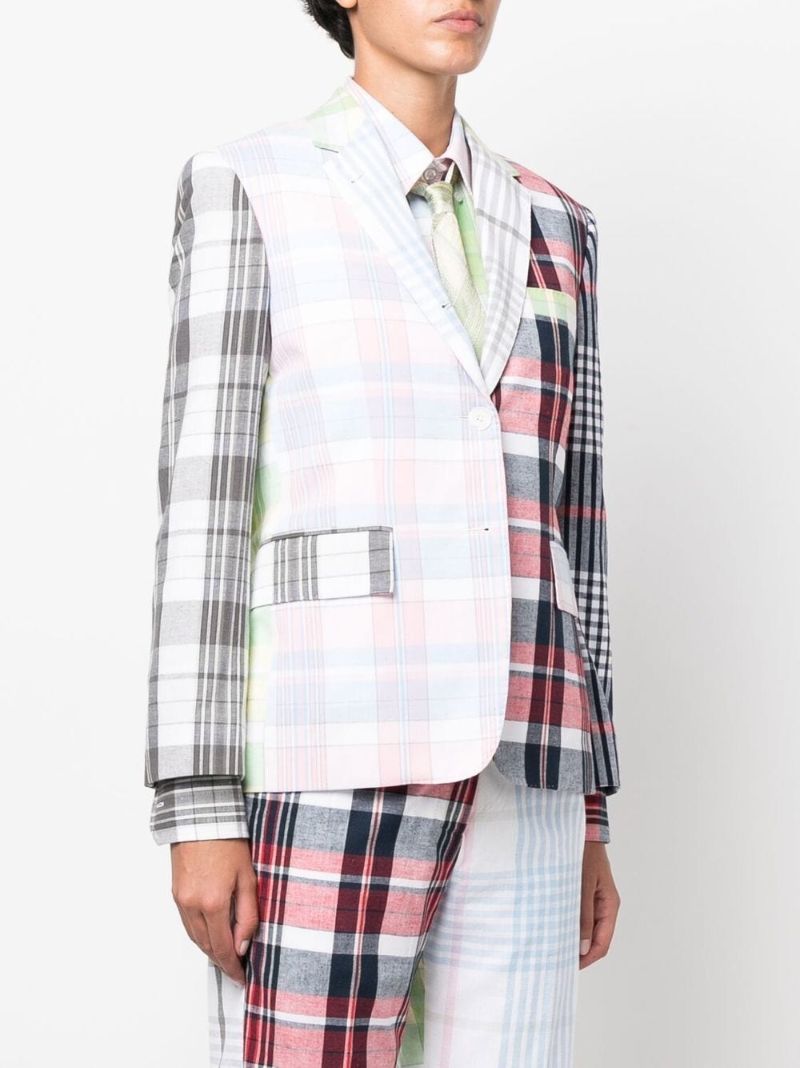 White Plaid Cotton Blazer