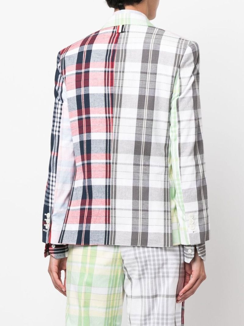 White Plaid Cotton Blazer