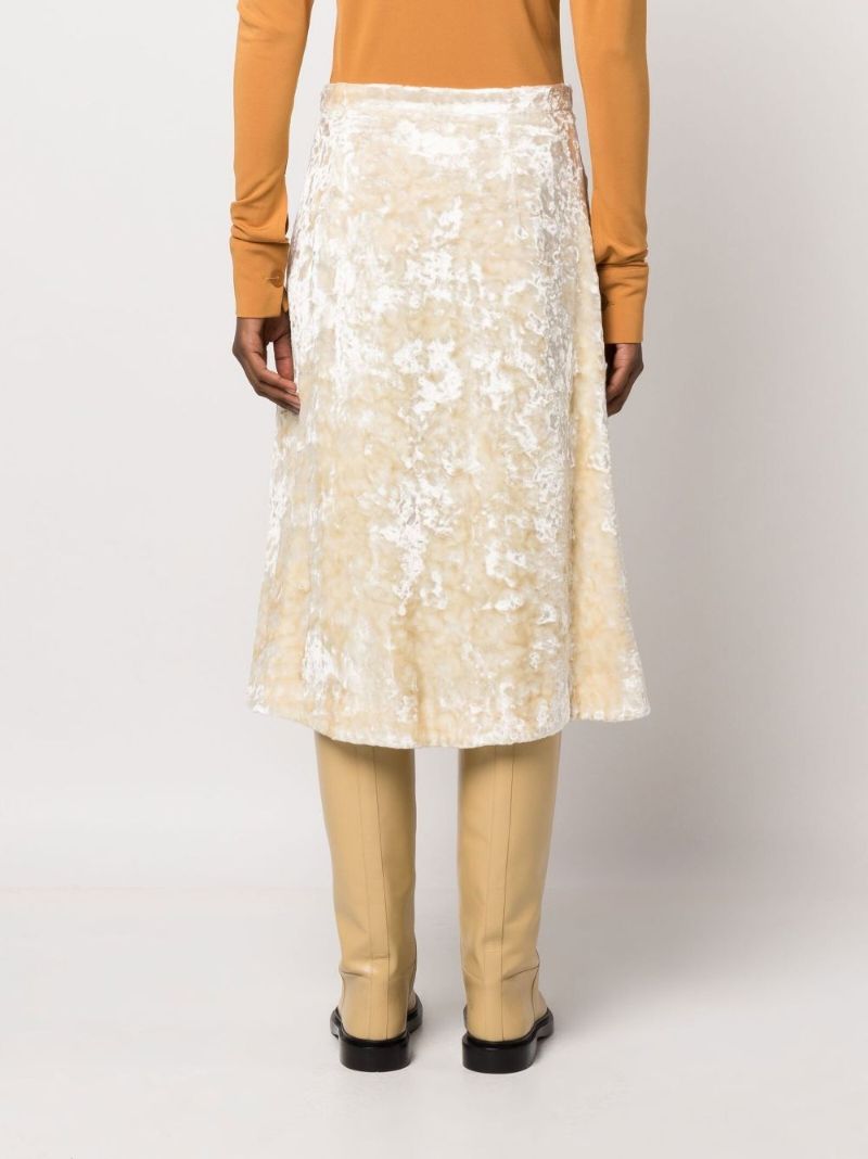 Neutral Velvet Midi Skirt